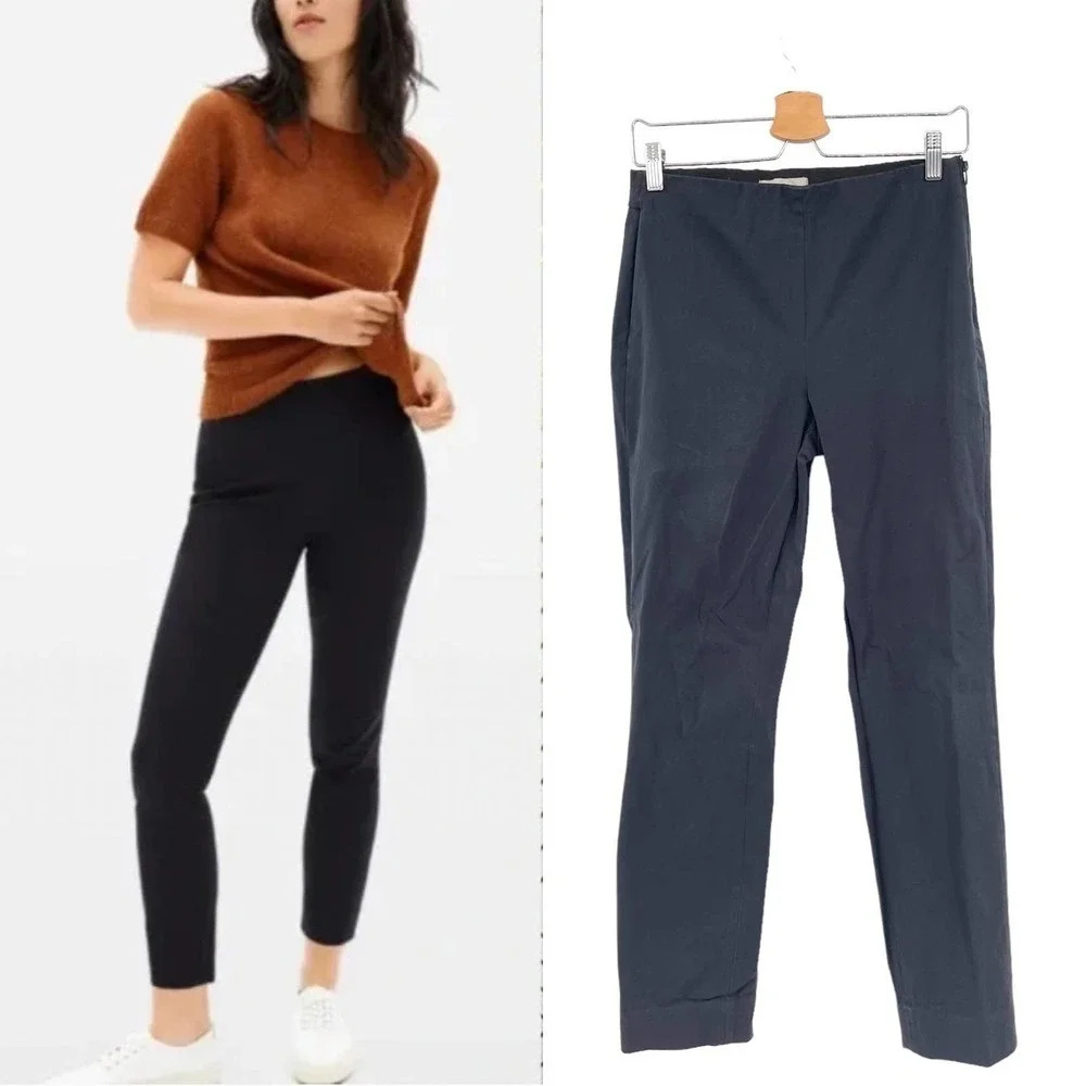 Everlane The Side-Zip Stretch Cotton Pants in Black Ankle Crop Size US 8‎
